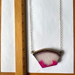 Pink Agate Slice Necklace designed by Lissa Bowie
